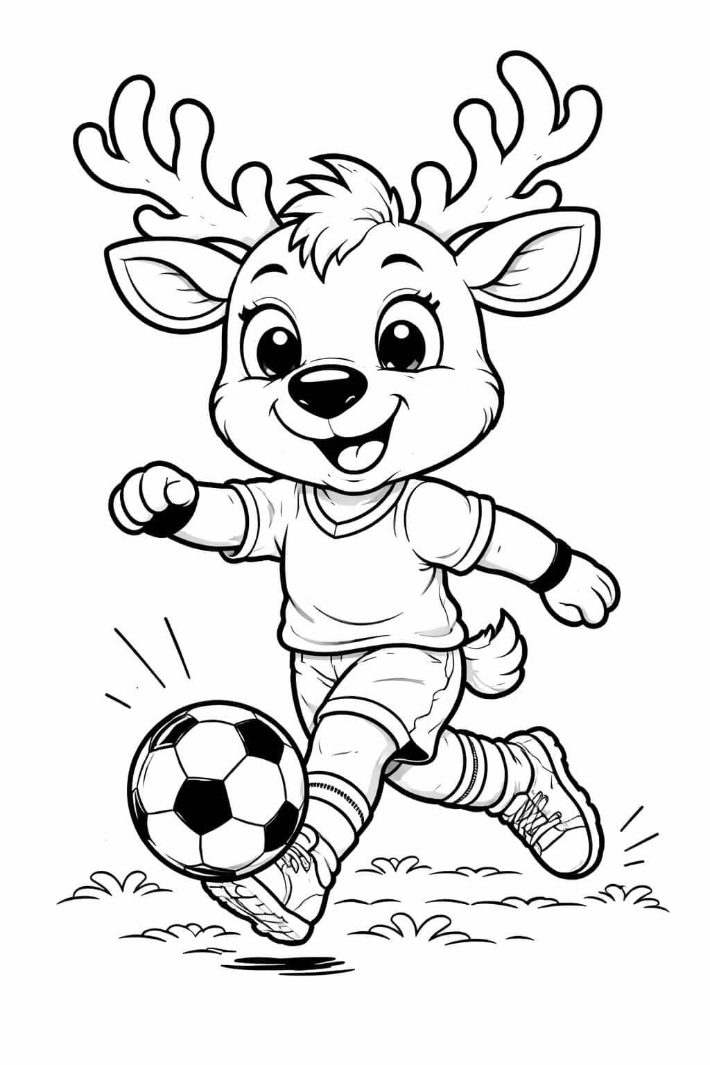 Rena jogando futebol para colorir