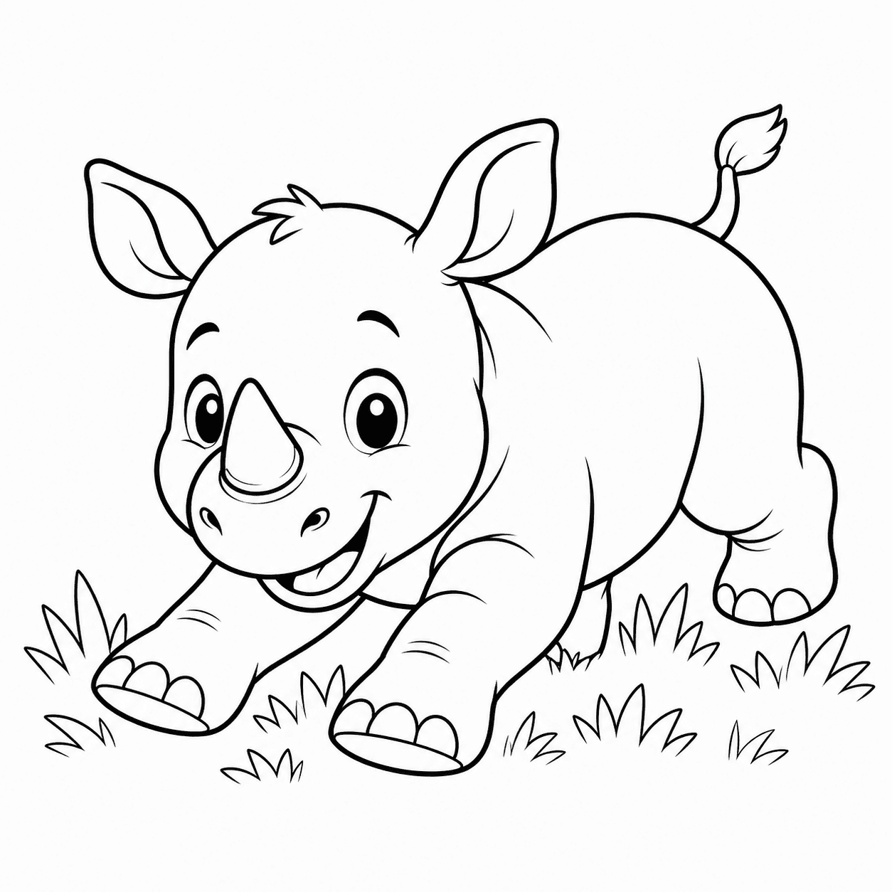 Rinoceronte brincando para colorir