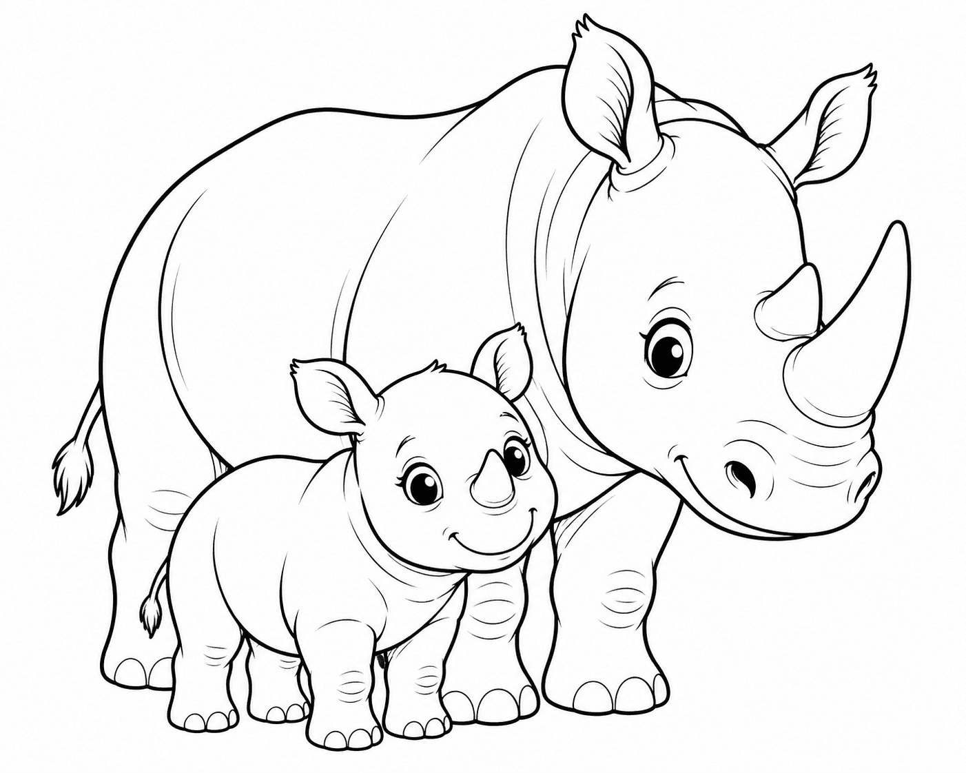 Rinoceronte e mãe para colorir