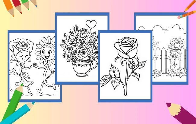 Desenhos de Rosa para colorir