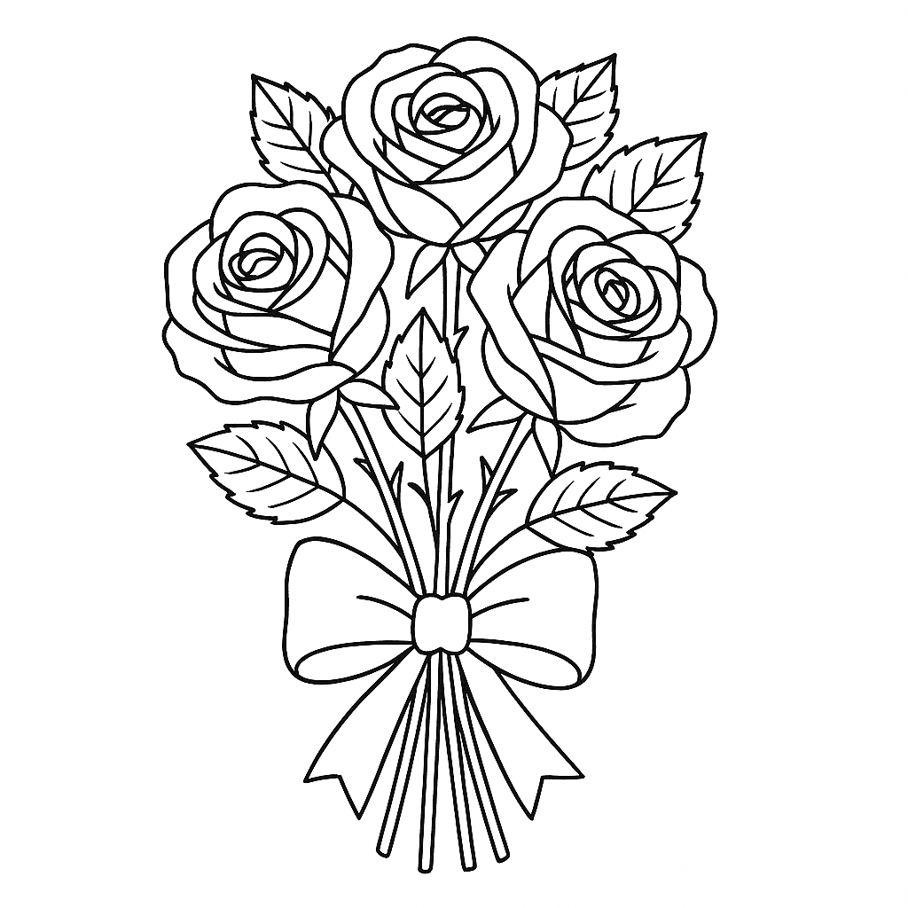 Várias rosas para colorir