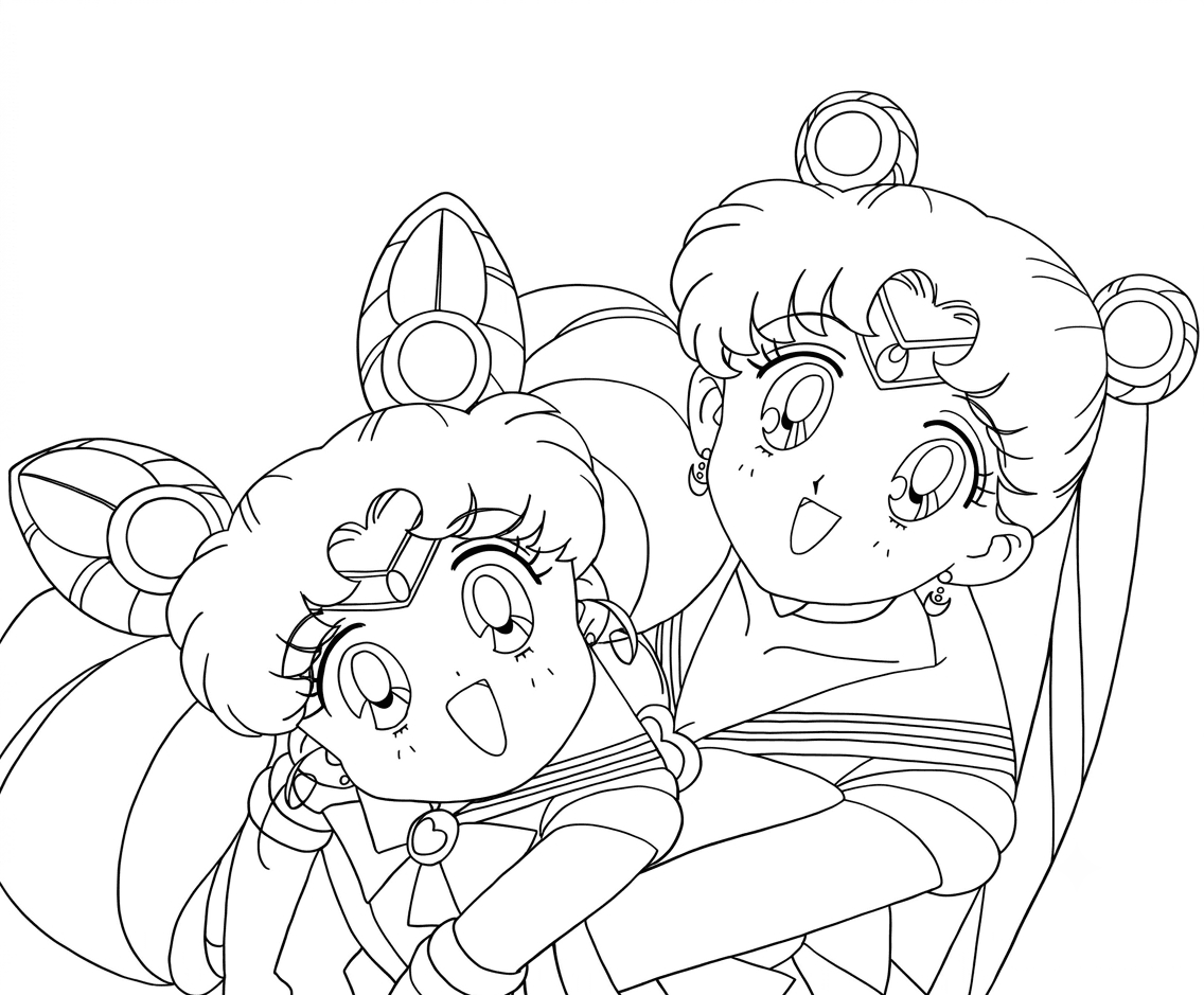 Usagi e Chibiusa para colorir
