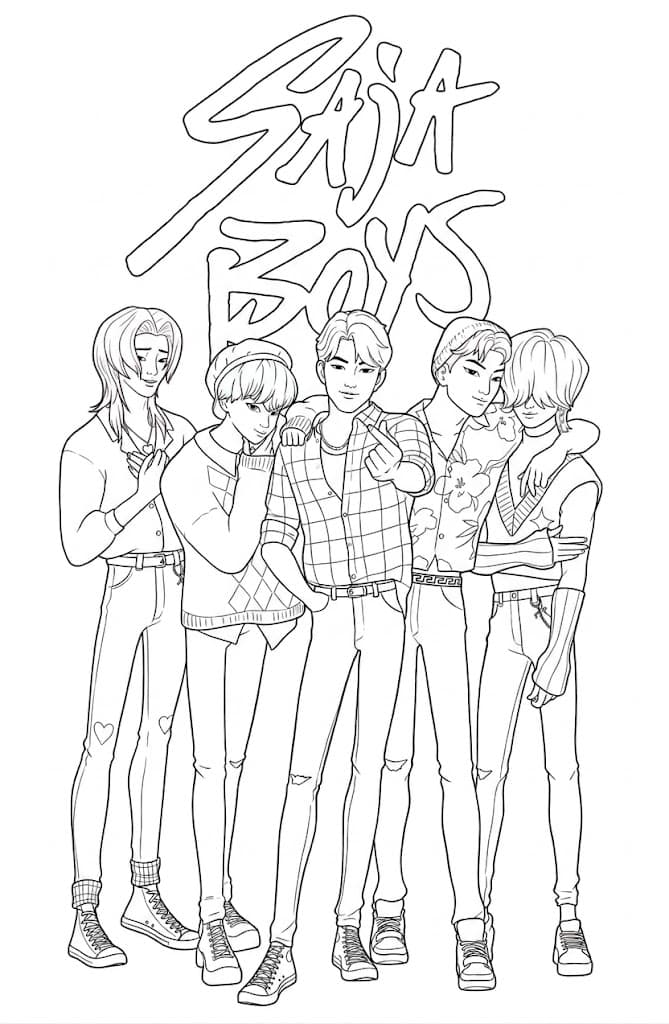 Desenho dos Saja Boys para colorir