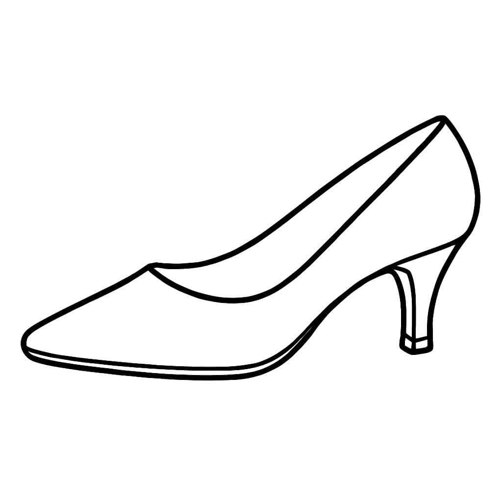 Sapato feminino de salto baixo para colorir