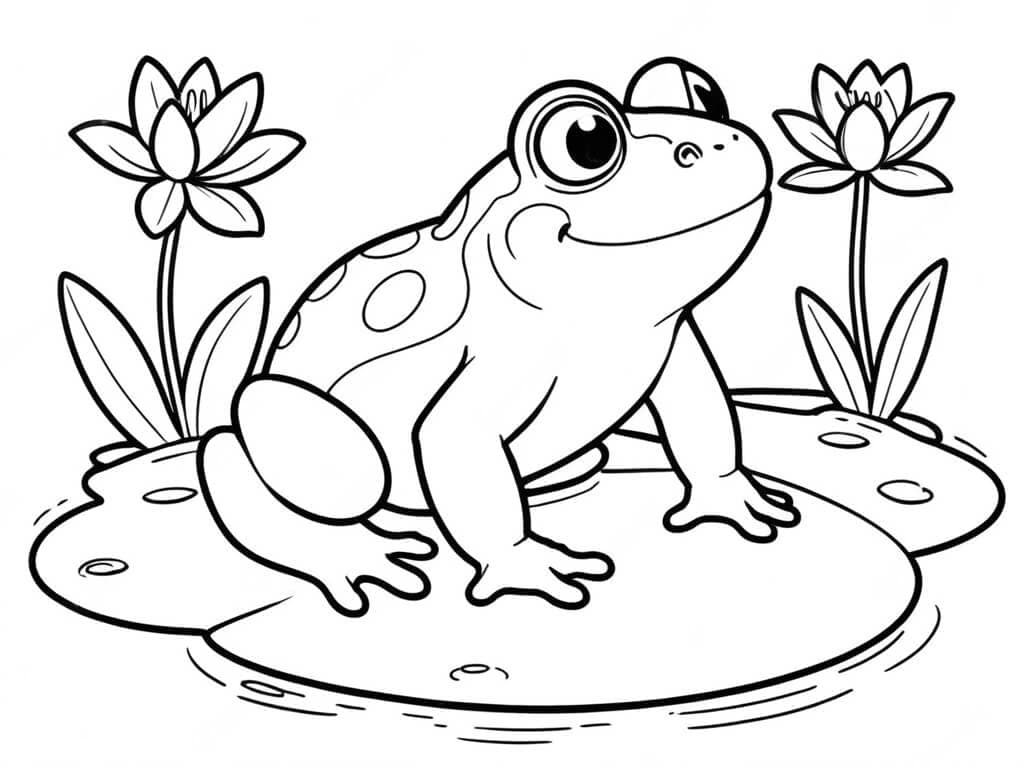 Sapo na vitória-régia para colorir