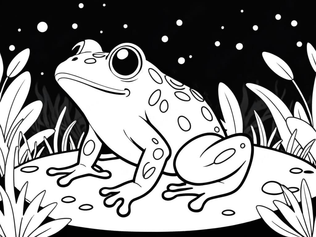 Sapo observando a noite para colorir