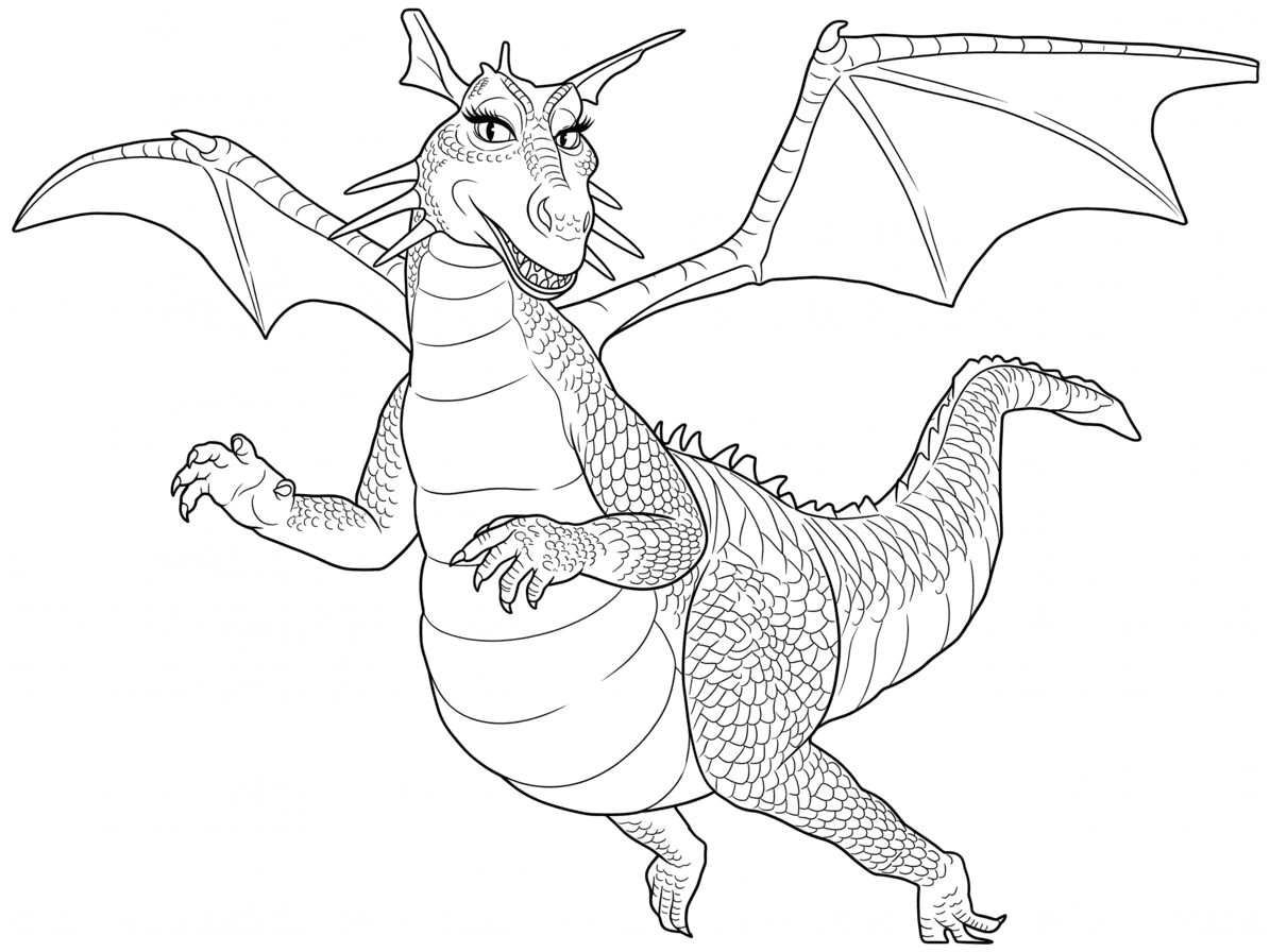 Shrek dragão para colorir