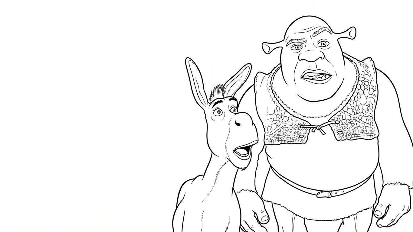 Shrek e Burro para colorir