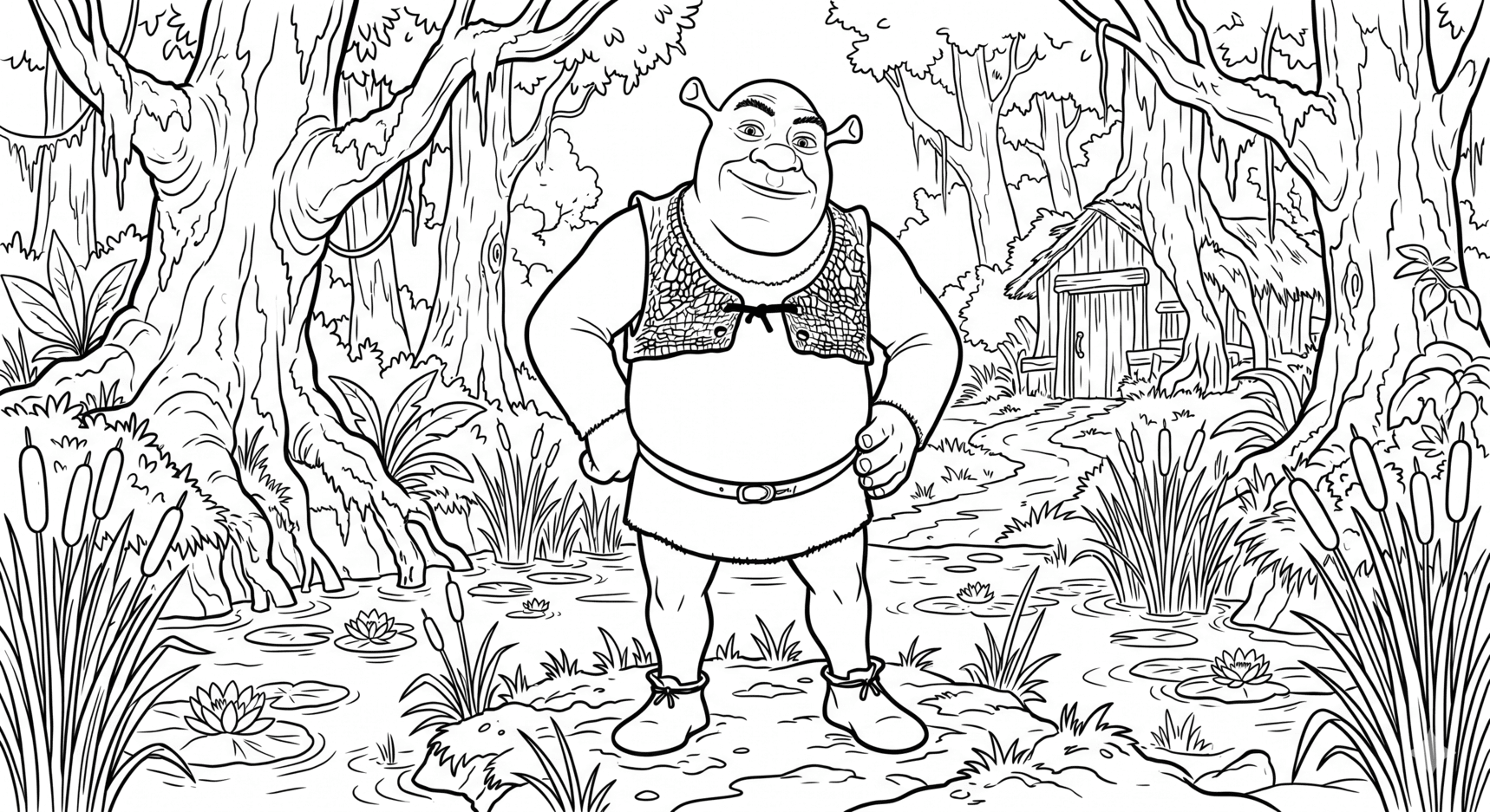 Shrek no pântano para colorir