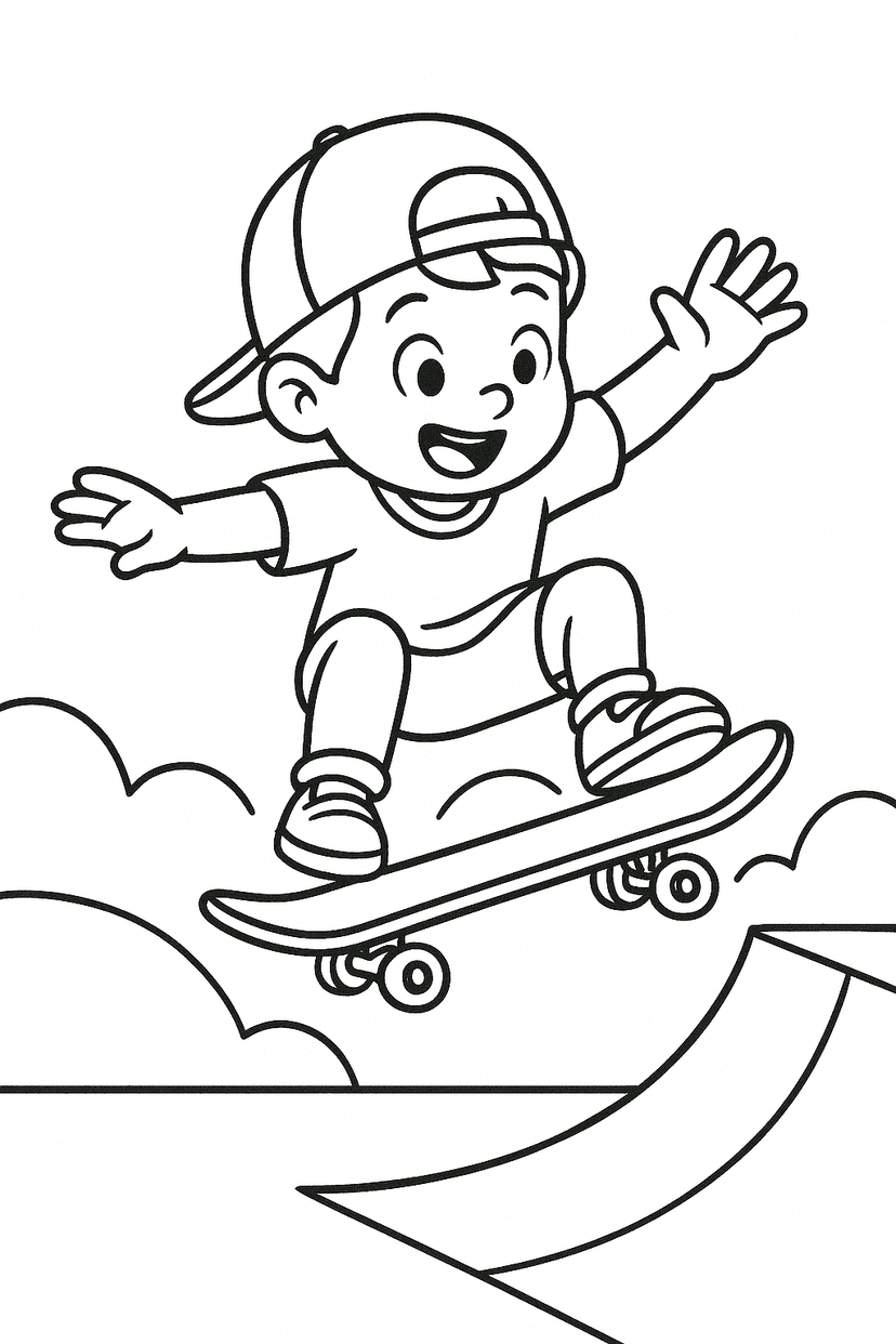 14 Desenhos de Skate para colorir e imprimir