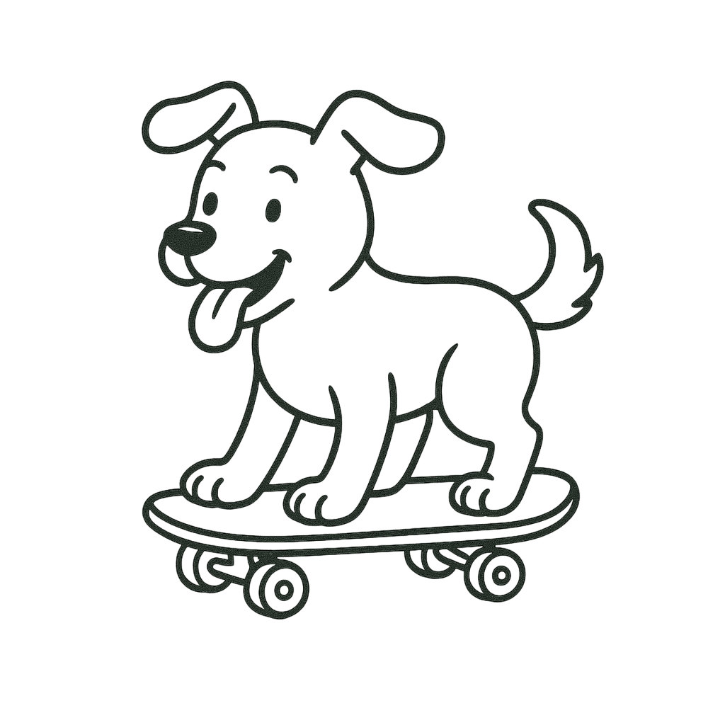 Cachorro skatista para colorir