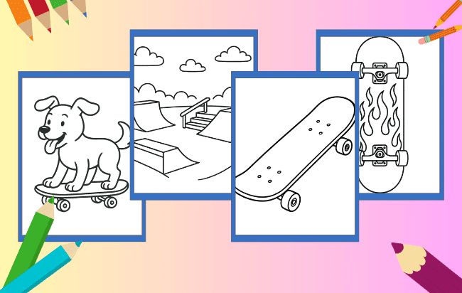 Desenhos de Skate para colorir