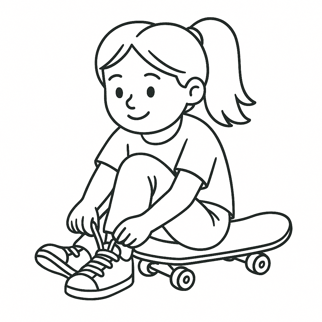 Menina skatista para colorir
