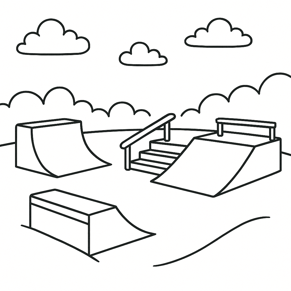 Pista de skate para colorir