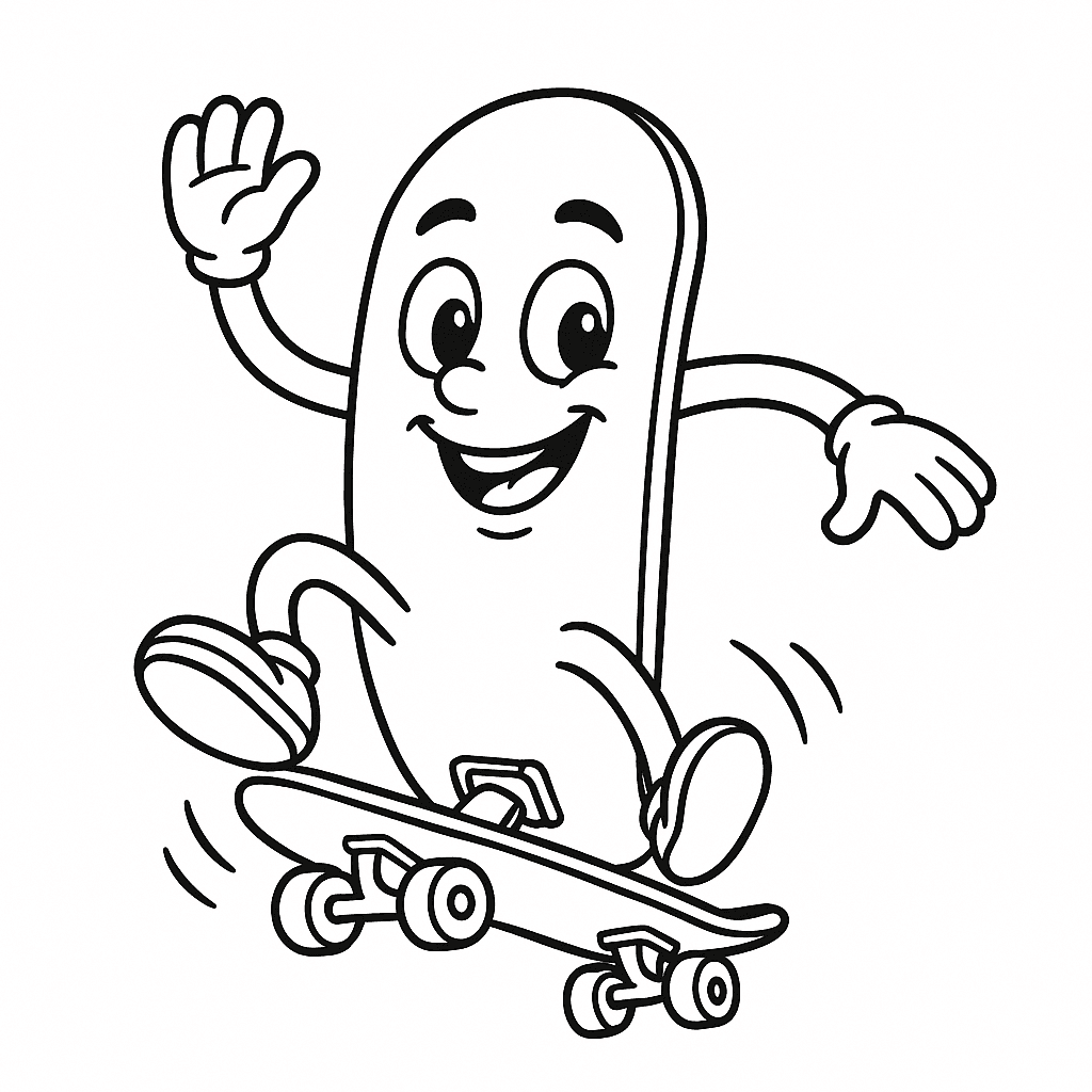 Skate se movendo para colorir