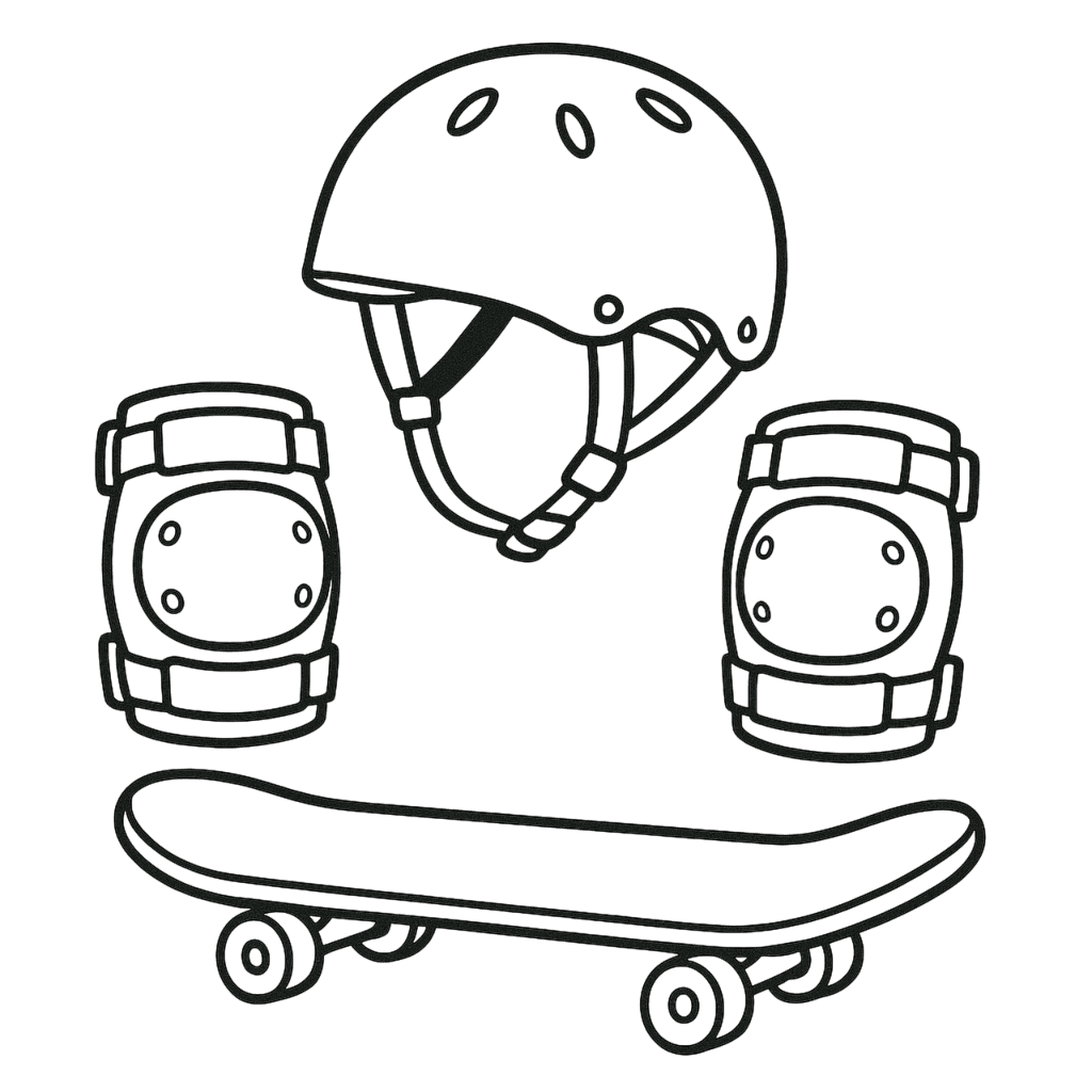 Skate e equipamentos para colorir