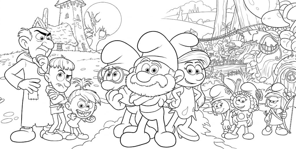 Smurfs e personagens para colorir