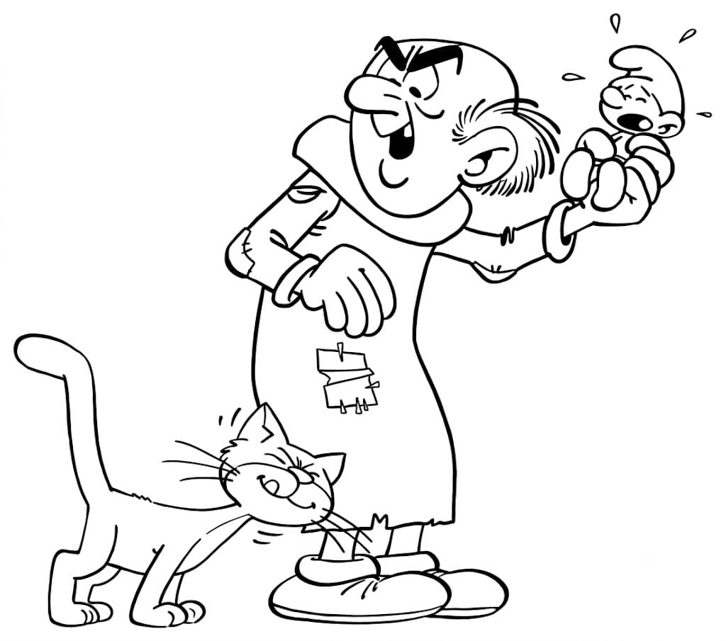 Smurfs e Gargamel para colorir