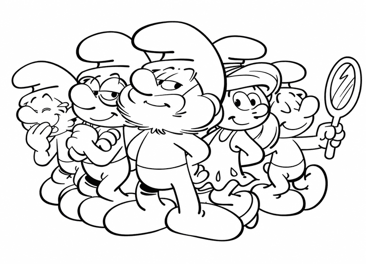 Smurfs reunidos para colorir