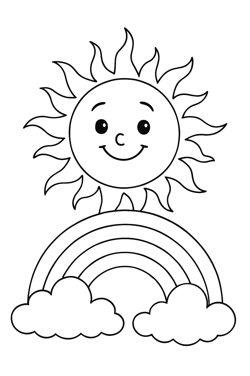 Sol com arco-íris para colorir