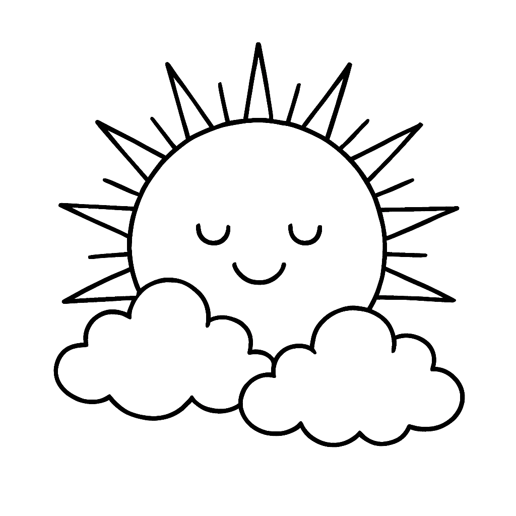 Sol com nuvens para colorir