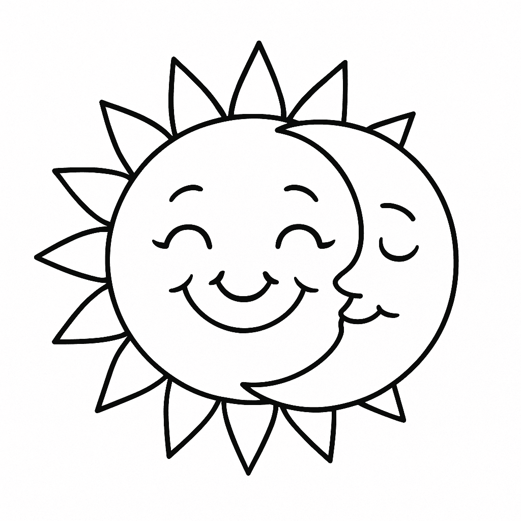 Sol e lua para colorir