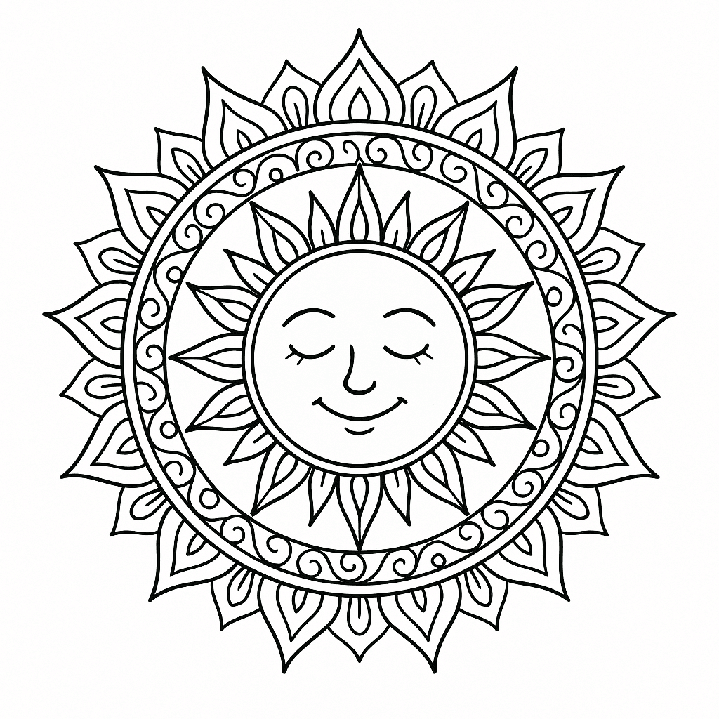 Sol mandala para colorir