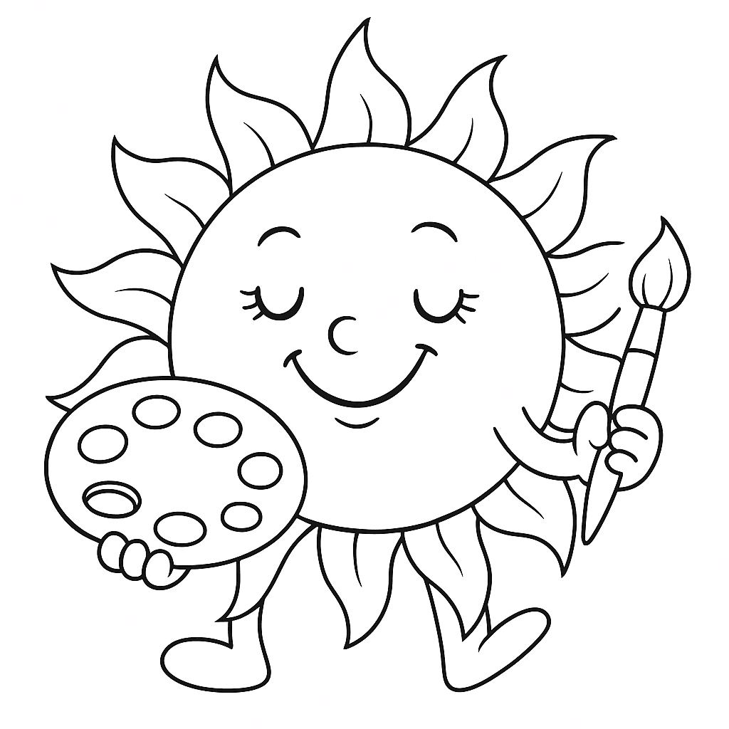 Sol pintor para colorir