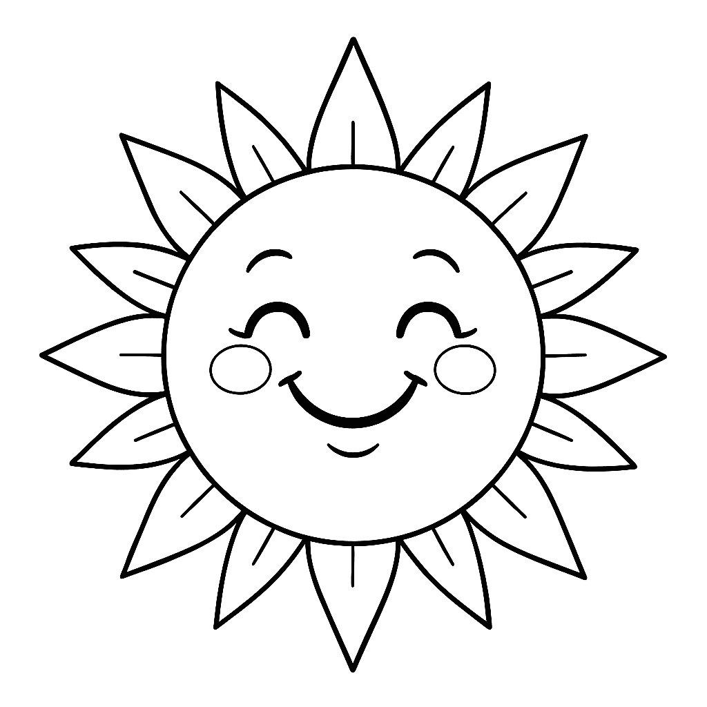 Sol sorridente para colorir