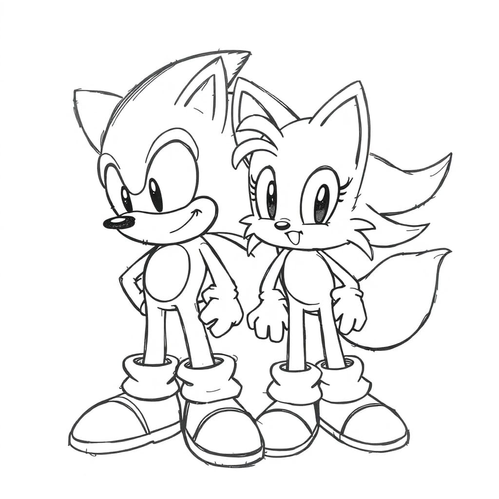 Sonic e Tails para colorir
