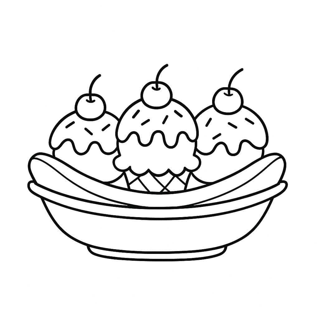 Banana split para colorir