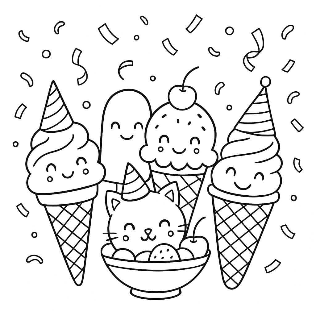 Festa de sorvete para colorir
