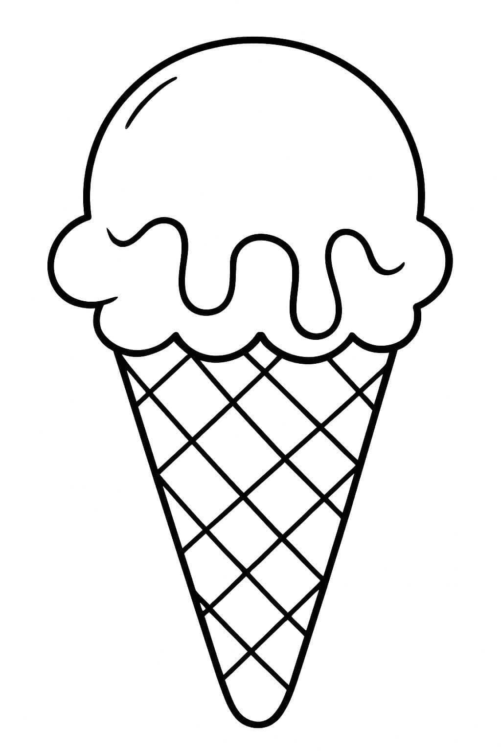 Sorvete casquinha com chocolate para colorir
