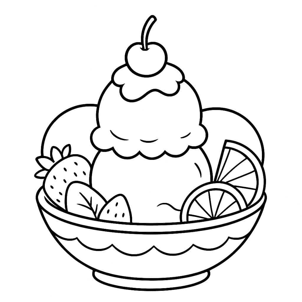 Sorvete com frutas para colorir