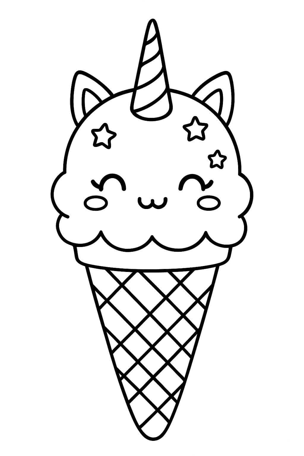 Sorvete unicórnio para colorir