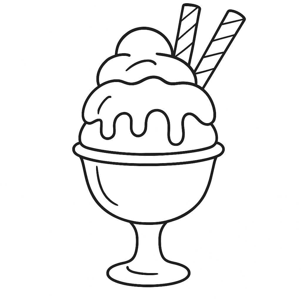 Sundae com wafer para colorir