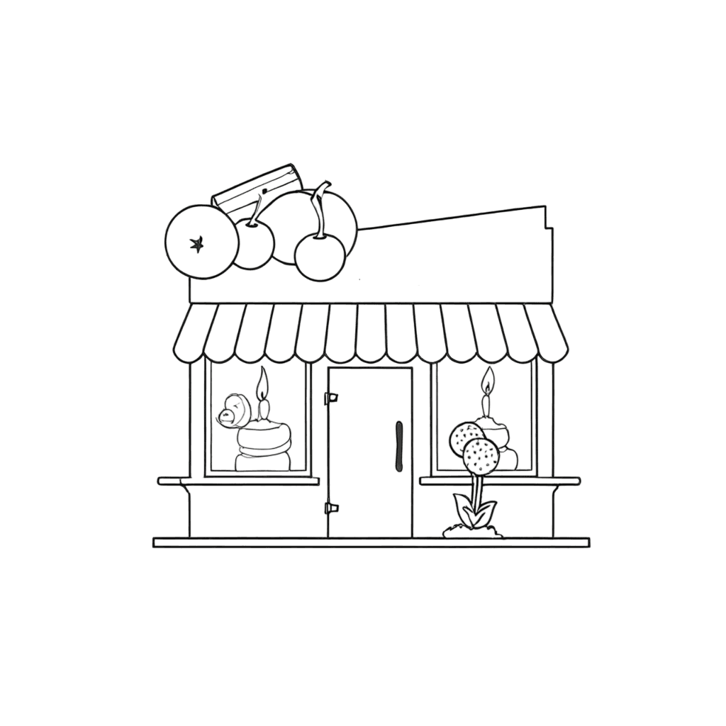 Sorveteria das frutas para colorir