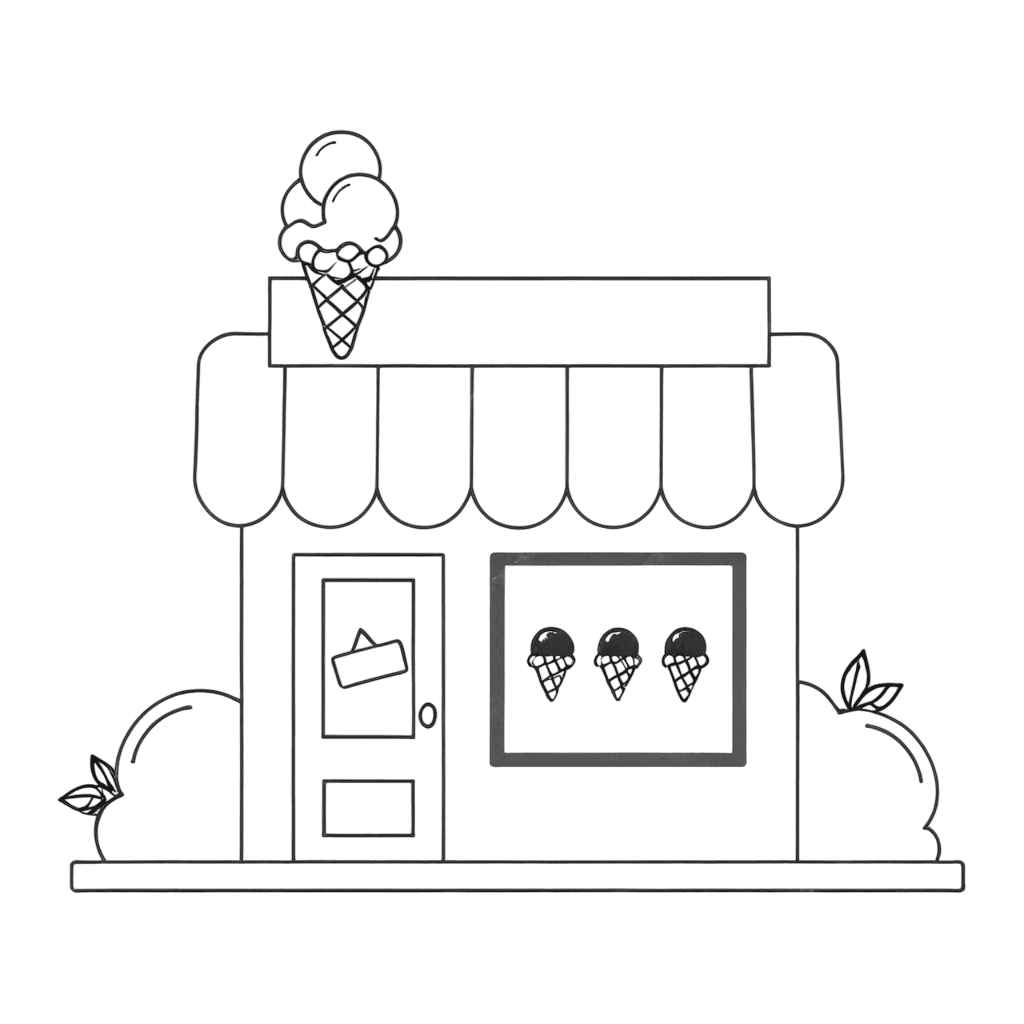 Sorveteria pequena para colorir