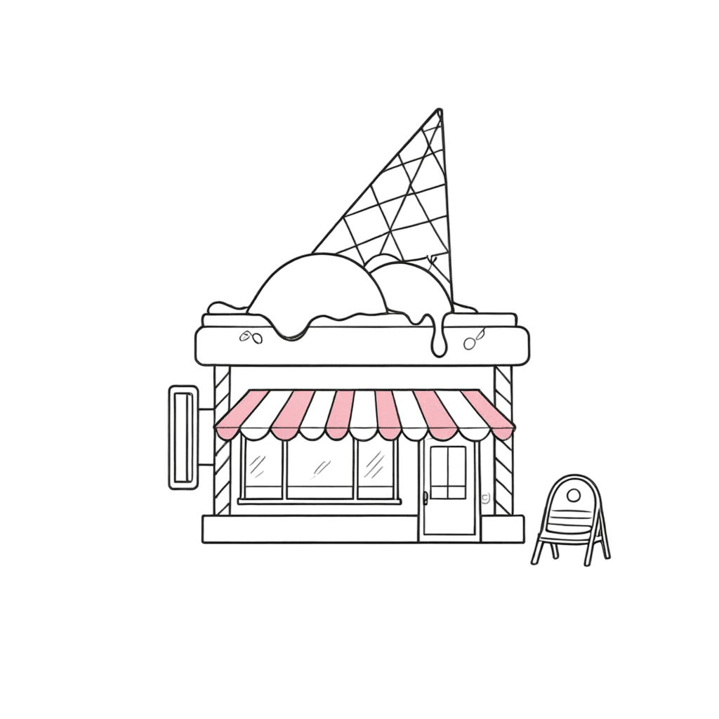 Sorveteria sorvete derretido para colorir