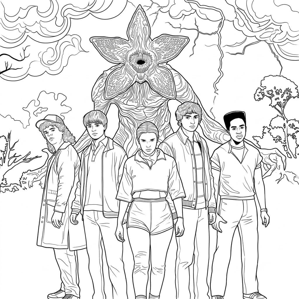 Stranger Things 5ª temporada para colorir