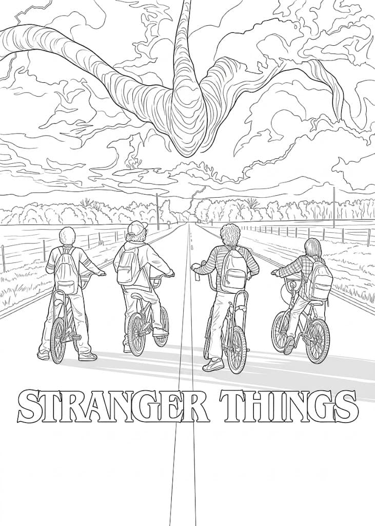 Bicicleta de Stranger Things para colorir