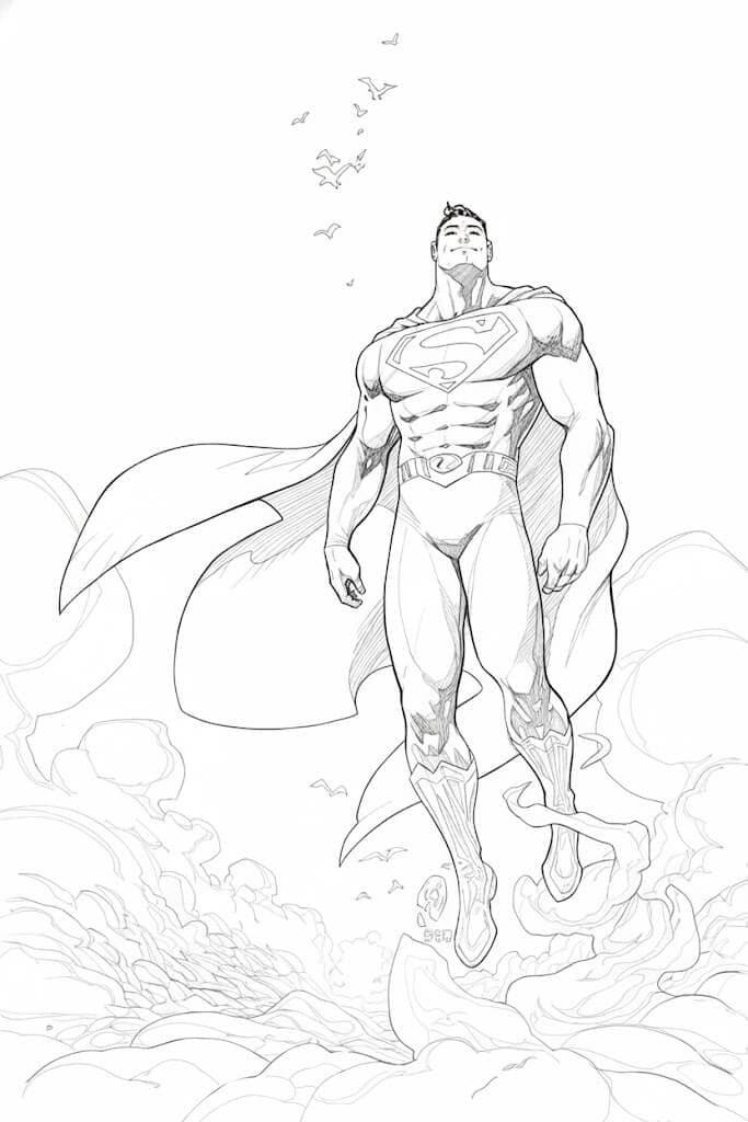 Superman voando para colorir