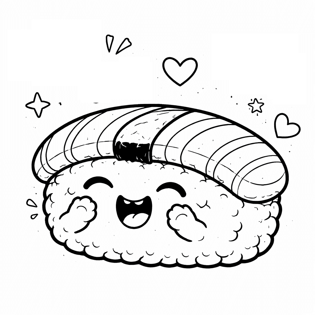 Sushi feliz para colorir