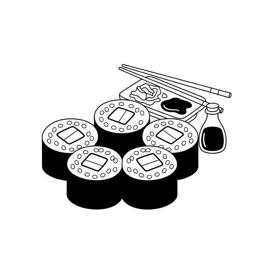 Vários sushis para colorir