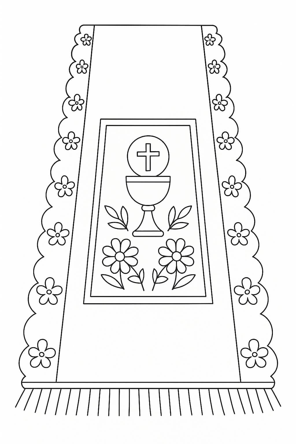 Tapete Corpus Christi com cálice para colorir