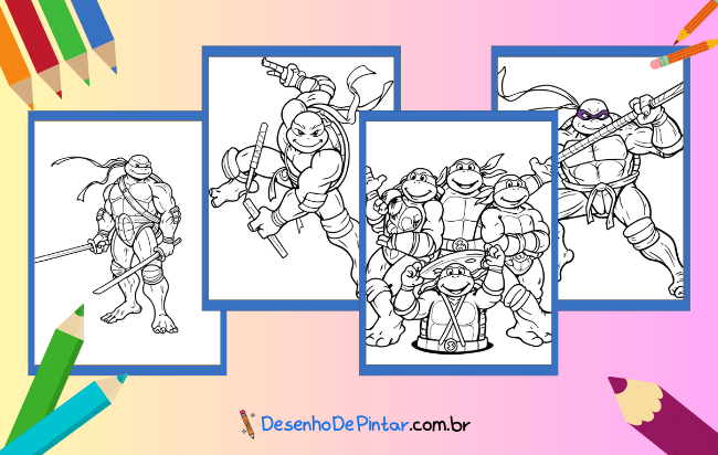 Desenhos das Tartarugas Ninja para colorir