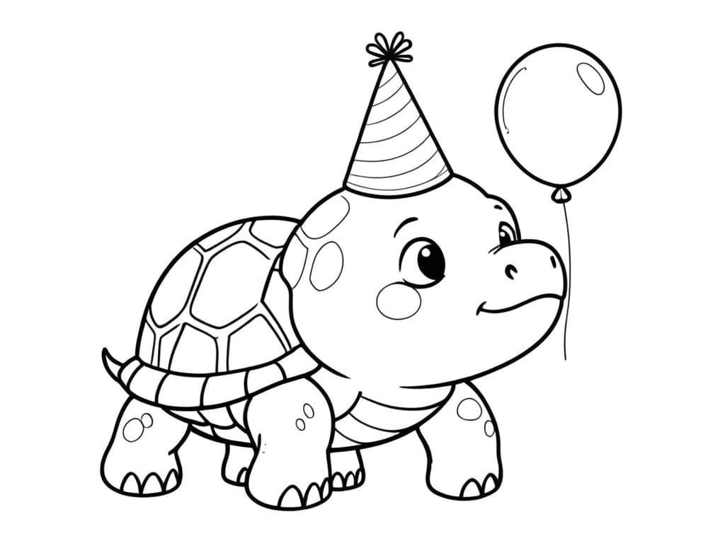 Tartaruga cabeçuda na festa para colorir