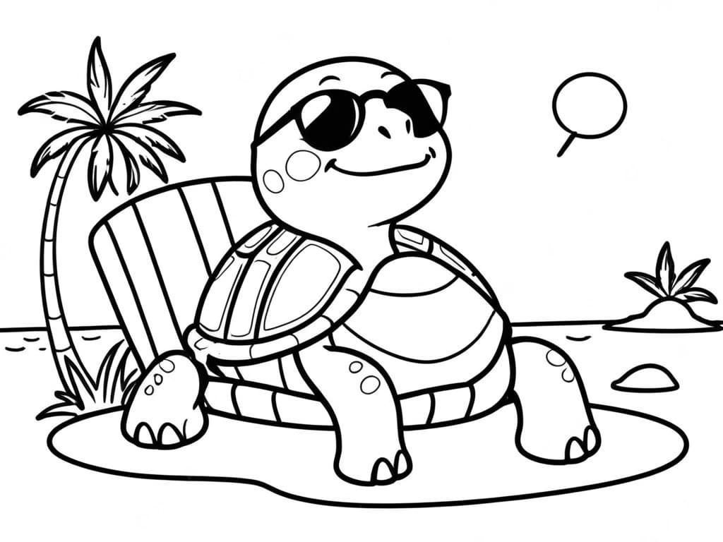 Tartaruga de óculos de sol para colorir