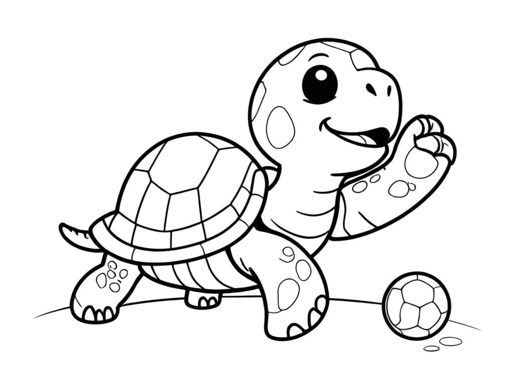 Tartaruga jogando futebol para colorir