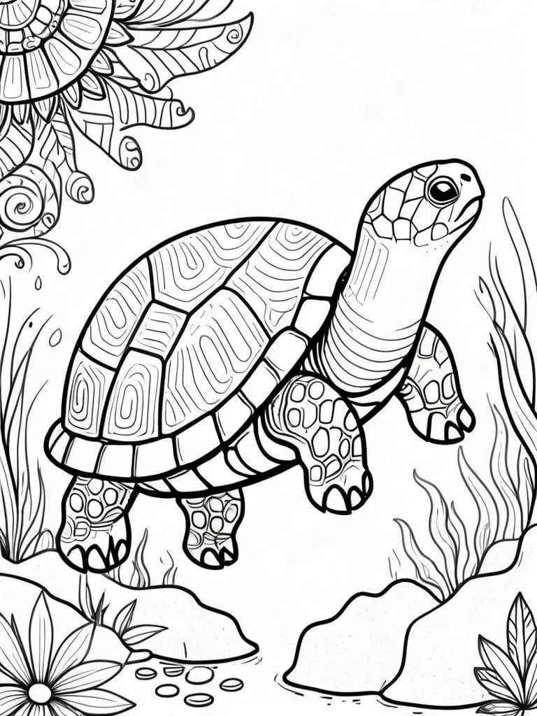 Tartaruga no oceano para colorir